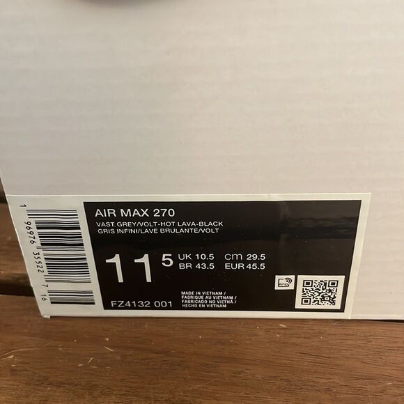 Nike Air Max 270 Vast Grey Men Size 11.5(FZ4132-001) - Picture 12 of 13